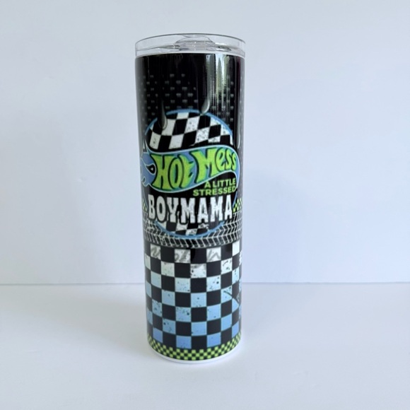 Hot Mess Boy Mama 20oz Skinny Sublimation Tumbler - Picture 2 of 4